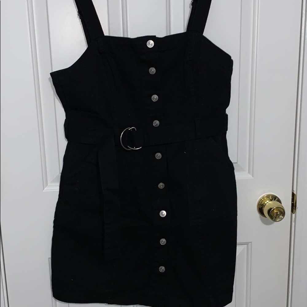 Black jean mini dress